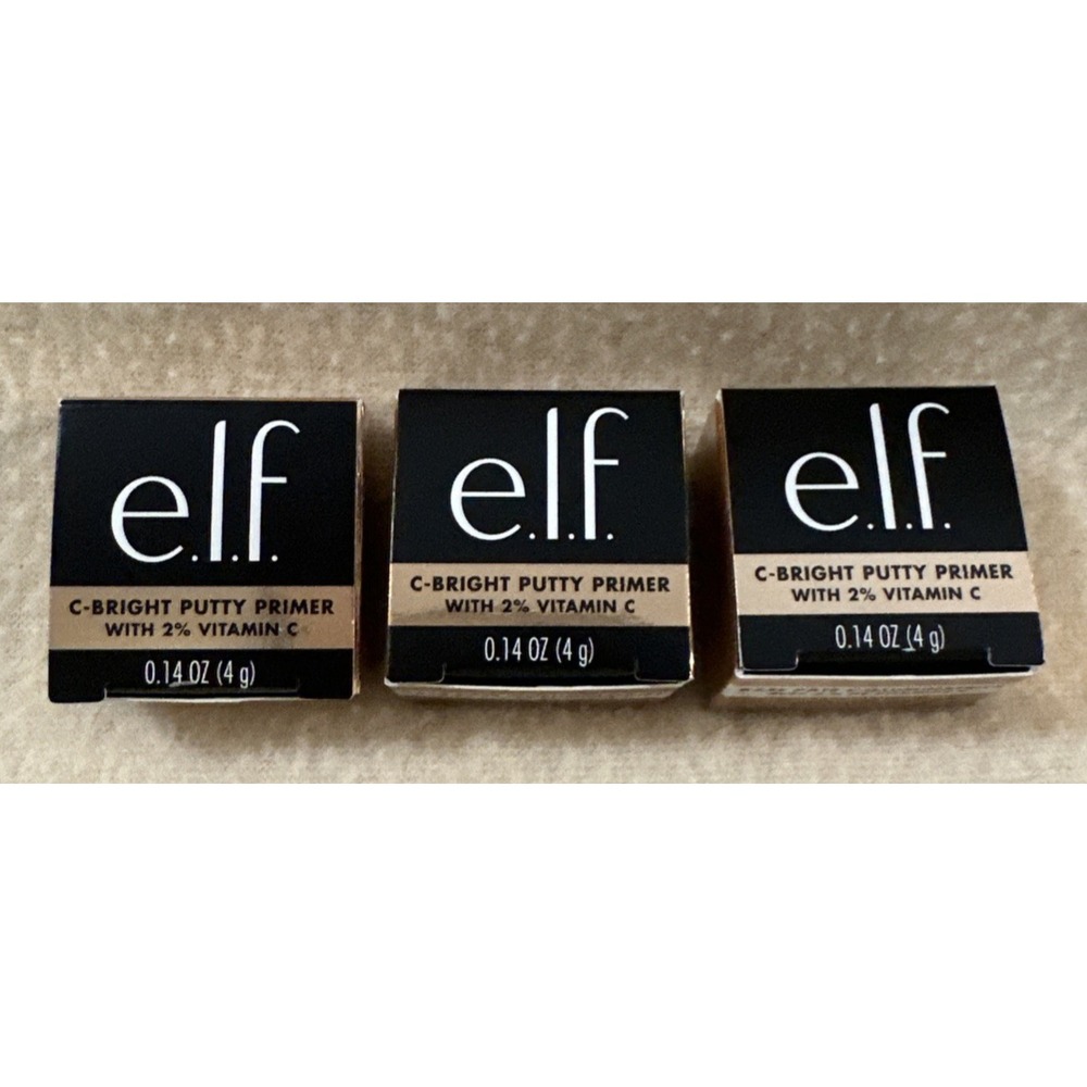 ELF C Bright Putty Primer with 2% Vitamin C 0.14 oz 4g Set of 3 Travel Size NEW